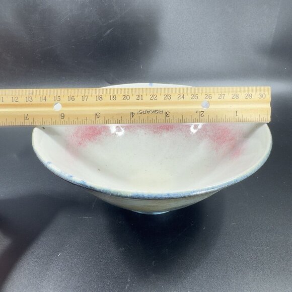 Vintage 1950s Japanese Pottery Hand Made Dish Bowl Red Splatter Glaze Signed - Picture 4 of 14